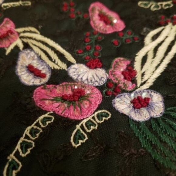 Chan Luu Embroidered Sequin Satin Lined Shoulder Bag Y2K Glam Beaded Indie Chic - Picture 4 of 8